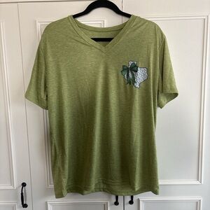Women's sage Green Texas V-Neck Short Sleeve Tee